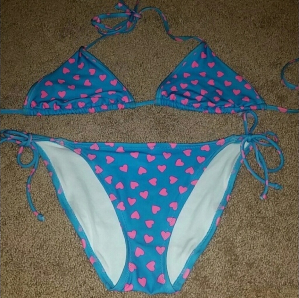 Victorias Secret Pink and blue heart bikini